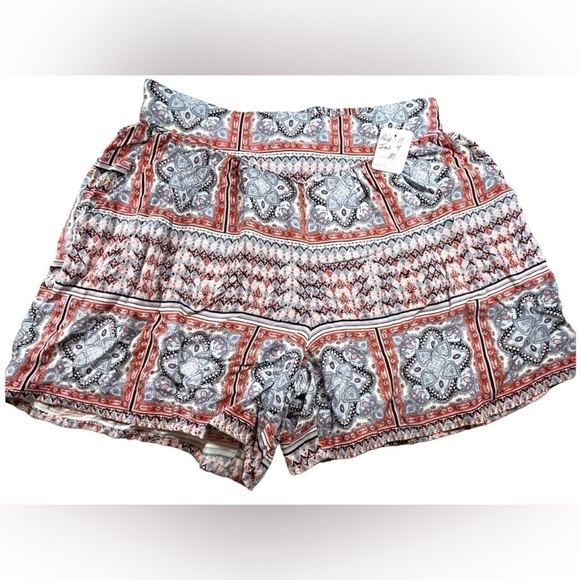 one 5 one Pants - D15.27 Women’s high rise gray, orange and white printed lounge shorts